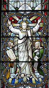 church, window, church window, jesus, transfiguration, moses, elias