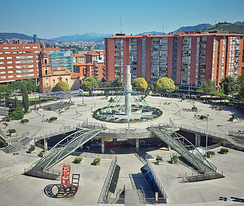 plaza, buildings, architecture, cityscape