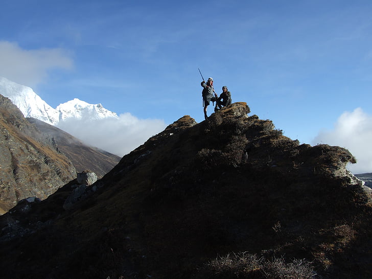 Himalaya, kalnų, bokštas, žmonės, žygiai pėsčiomis