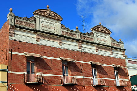 здание, Кирпич, Балкон, Исторически, фасад, Кирпич, Архитектура