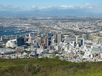 Кейптаун, Южная Африка, удаленный вид, перспективы, город, Панорама, Скайлайн