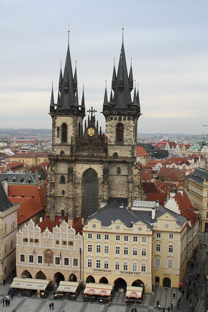 Тин църква, Църква, Църквата steeples, Прага, град, Чешки