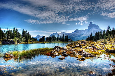 Lago federa, Dolomites, dağlar, Belluno, doğa, Göl, manzara