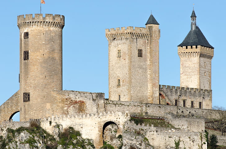 Castelo, medieval, Castelo medieval, parede de pedra, Castelo de Foix, arquitetura, Ariège