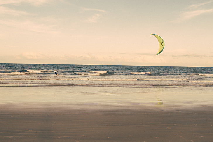 kite surfing, beach, kite, sea, surf, surfing, sport