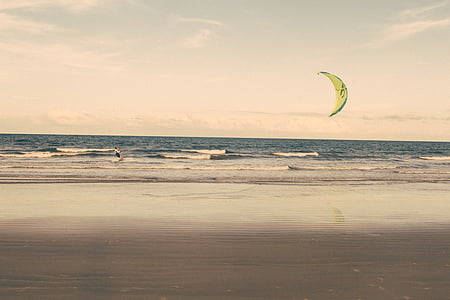 Kitesurfing, stranden, kite, sjøen, Surf, surfing, sport
