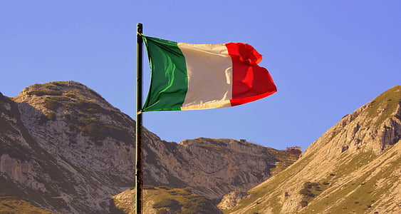 Bandeira, Itália, leilão, tricolor, montanha, carega, pequenas dolomites