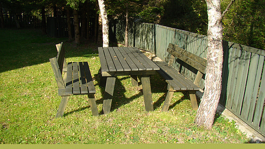 garden furniture, garden, bank, resting place, grass, nature, wood - Material