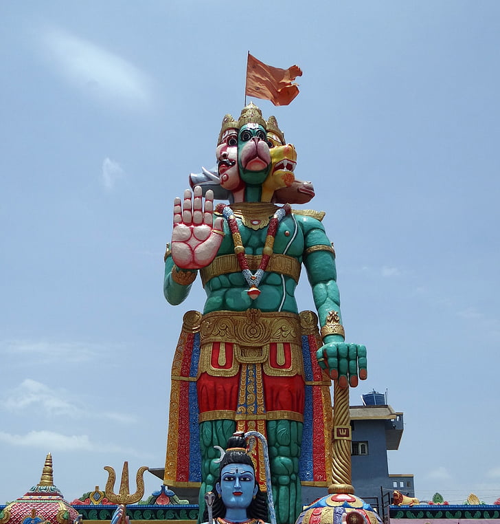 estàtua, Temple, Hanuman, Déu mico, panchamukhi hanuman, mitologia, l'hinduisme