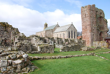 l'església, Lindisfarne, Northumberland, veneració, Capella, Priorat, religió