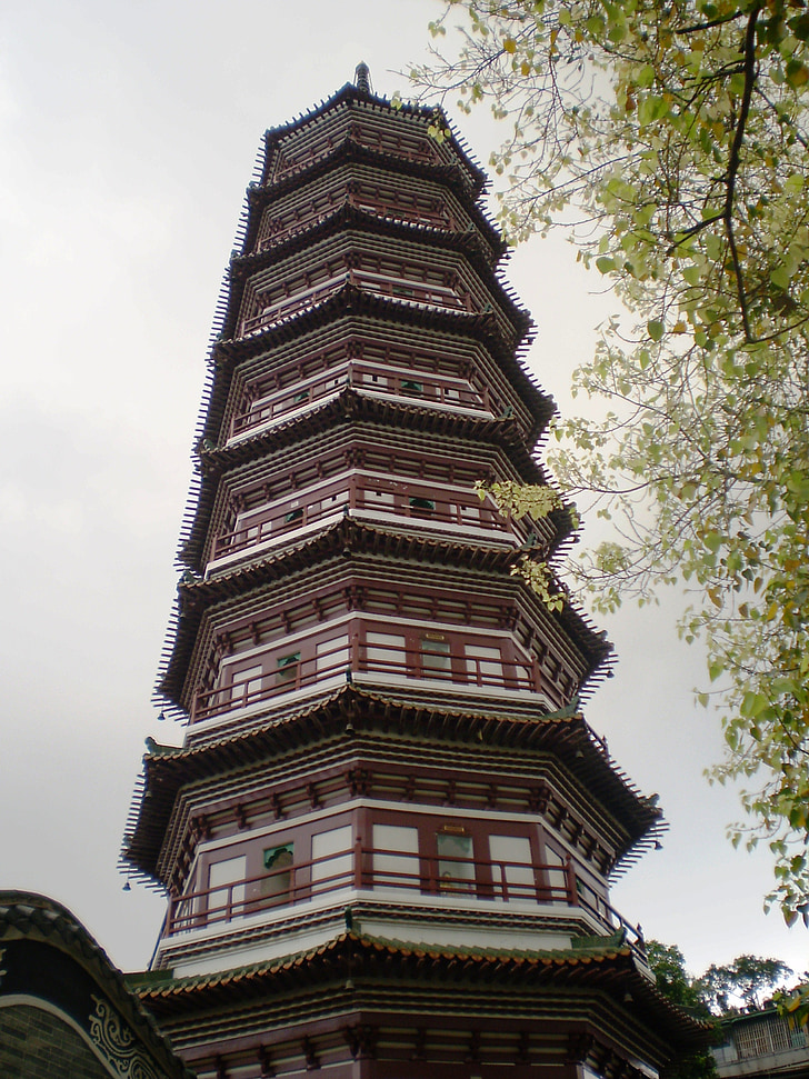 Pagoda, Tempio, Guangzhou, architettura, costruzione, punto di riferimento, città