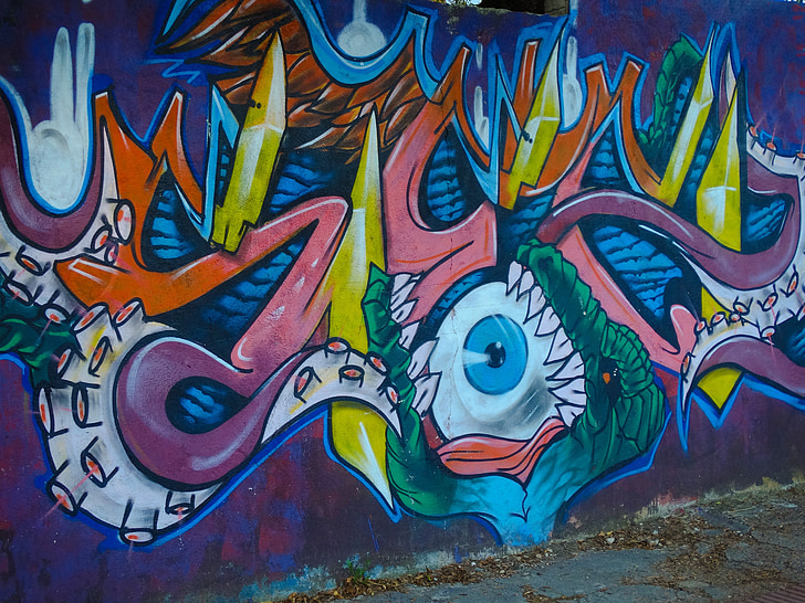 Graffiti, arte, urbano, parete, pittura, atti di vandalismo, giovani