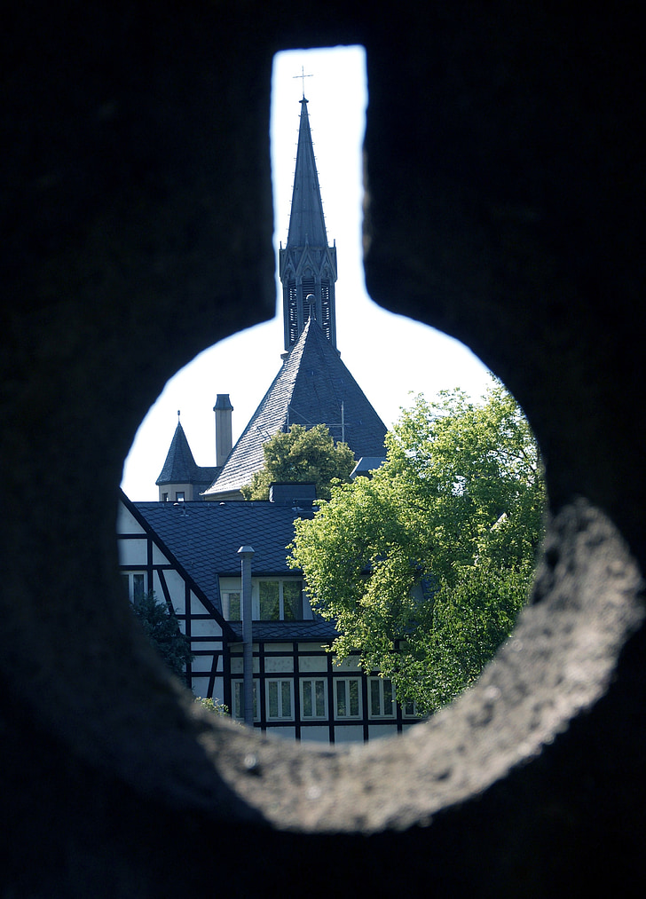 spire, church, steeple, by looking, andernach, catholic, stone