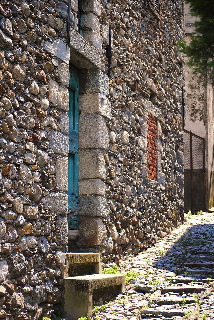 door, alley, hill, house, entrance, colors, stones