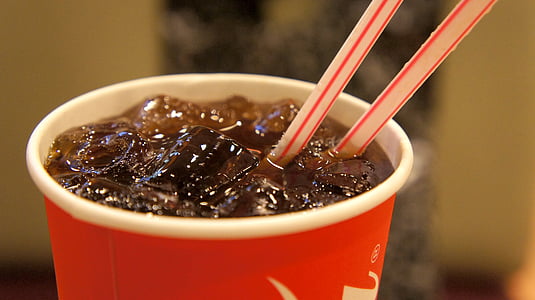 glass, straw, coke, sparkling water, food center, food court, share