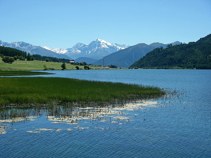 jezero, Muta, Jižní Tyrolsko, Itálie, Ortler, Bergsee, voda