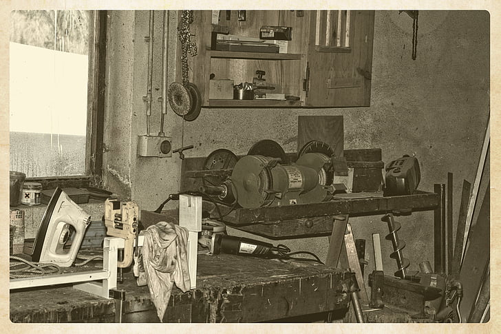 workshop, lumber, old, old photo, past
