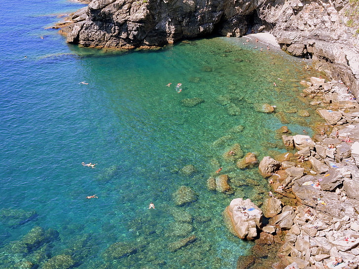 Cliff, Costa, Kylpyhuone, uimarit, Liguria, Rock, Rocks