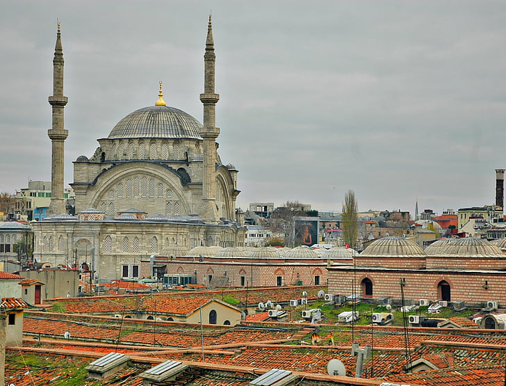 Istanbul, moskee, grote bazaar, stadsgezicht, Turkije, het platform