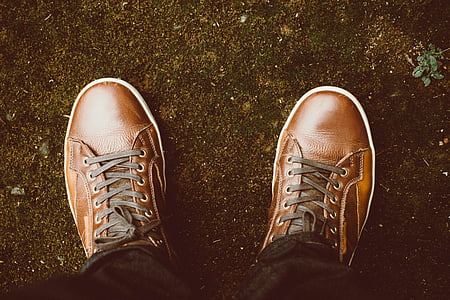brun, en cuir, chaussures, chaussures, voyage, homme, chaussure