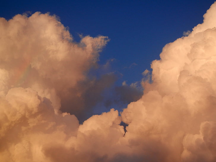 rainbow, clouds, rainbow in clouds, fluffy, nature, sky clouds, weather