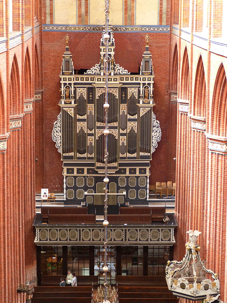 órgano, Wismar, Iglesia, Dom, edificio, históricamente, ladrillo gótico