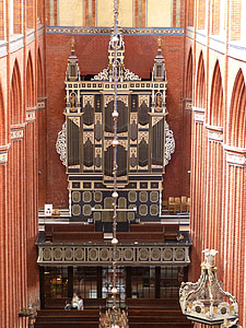 organ, wismar, church, dom, building, historically, brick gothic