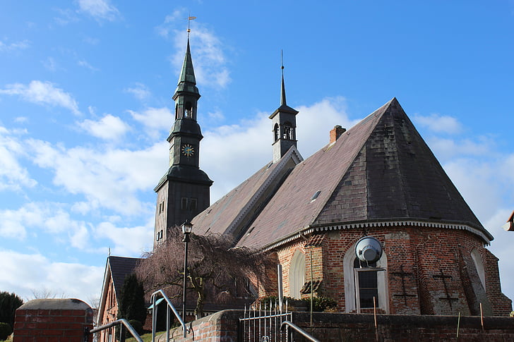 Igreja de st magnus tating, igrejas, Igreja, Oldenswort, arquitetura, edifício