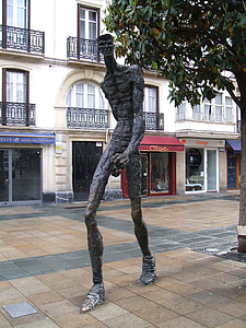 Vitoria, Španělsko, socha, sochařství, umělecké, muž, budovy