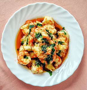 shrimps, prawns, tapas, snack, mediterranean, seafood, food