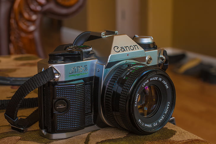 appareil photo, vieux, bokeh, film, 50mm, appareil photo argentique, à l’intérieur