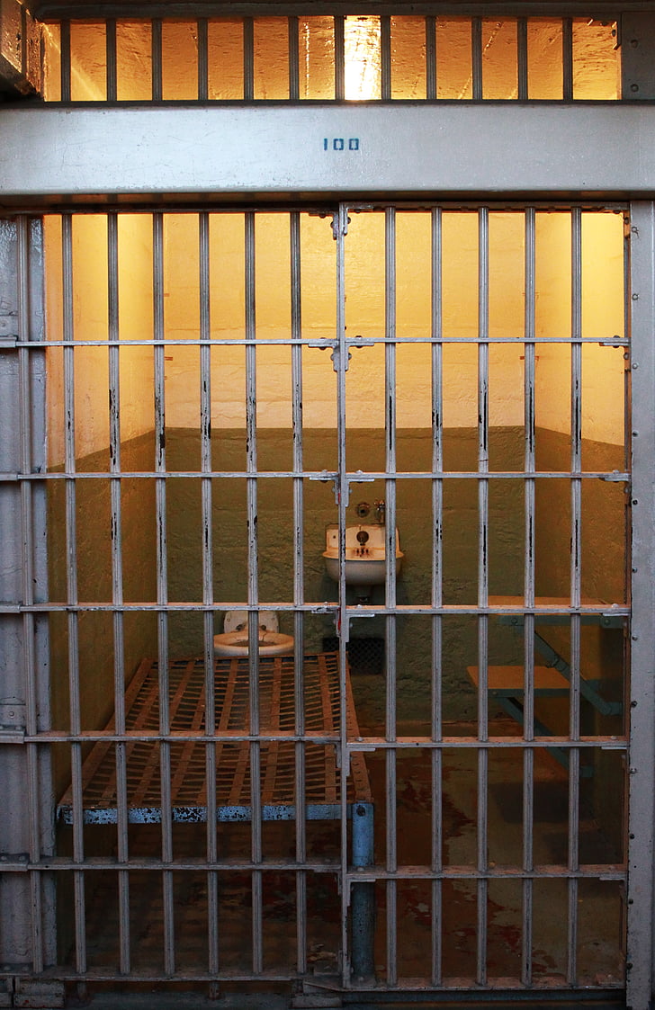 presó, cèl·lula, presó d'Alcatraz, barres, després de les reixes, penal, presó