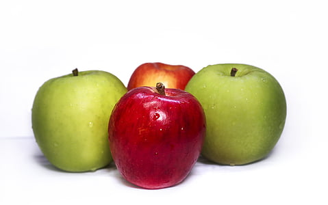 manzanas, fresco, verde, rojo, salud, saludable, fruta