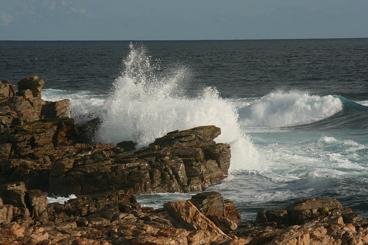 steiner, bølger havet, vann, kysten