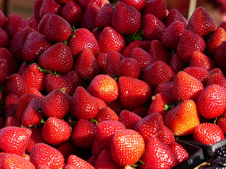 Erdbeeren, Obst, rot, gesund, frisch, Essen, Süß