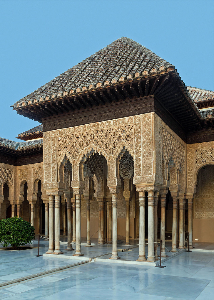 Granada, Espagne, Cour intérieure, pavillon, architecture, bâtiment, structure