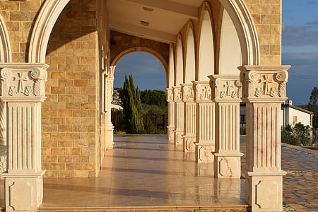 Colonnade, arsitektur, kolom, eksterior, Gereja, Ayios epifanios, Ayia napa