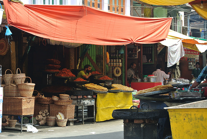 Índia, vila, Caxemira, mercado indiano