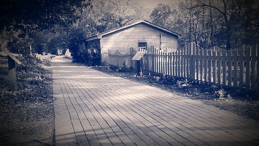 sepia, clemson, walkway, house