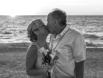 casament a la platja, persones, persona, l'amor, parella, oceà, Romanç