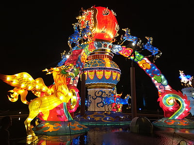 Lanterna, kineski, kineske fenjer, festivala, Kina, Crveni, prosperitet