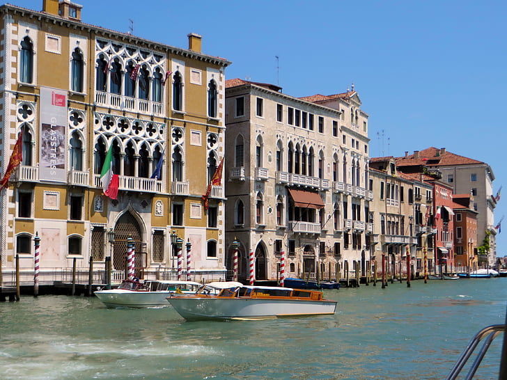 Italia, Veneţia, Gent-channel, ca-oro, Palatul, barci