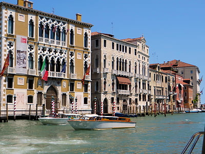 Itàlia, Venècia, Gant-canal, ca-oro, Palau, embarcacions