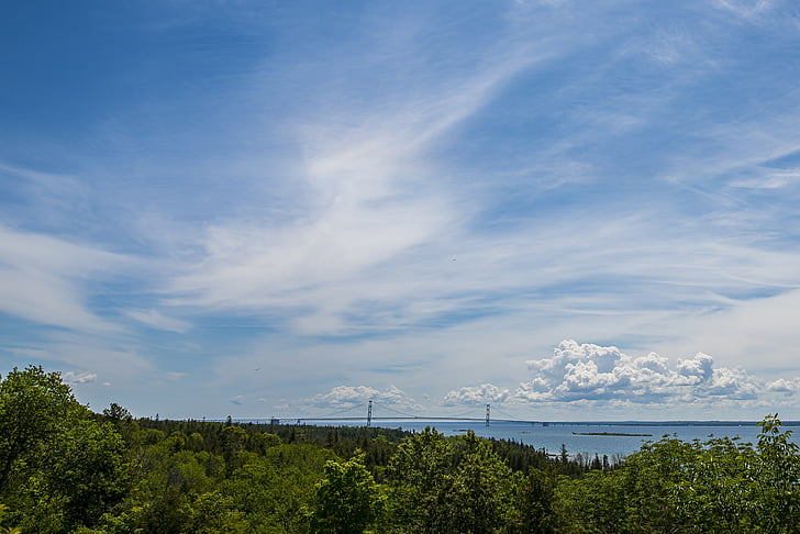 Mackinac, Lake michigan, Michigan, søen, strædet, Bridge, vand