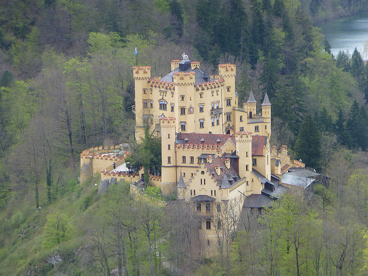Neuschwanstein, Castle, Baijeri, barokki, 1800-luvun, romaanista revival, Palace