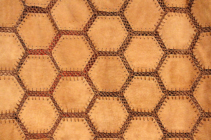 suede, fabric, hexagon, tan, soft, pattern, sew