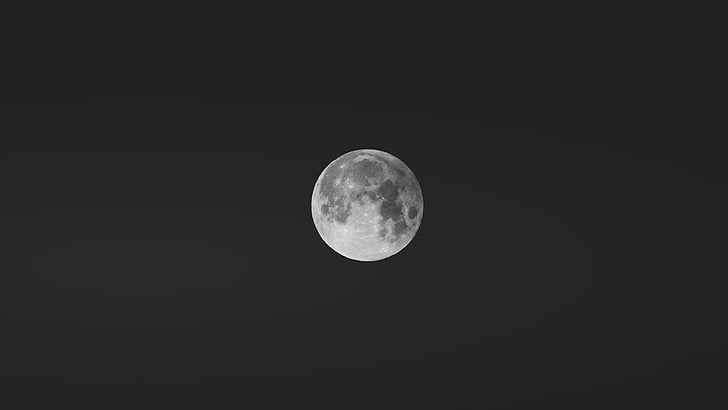 čierna, sivá, zaoblené, lopta, mesiac, Astronómia, noc
