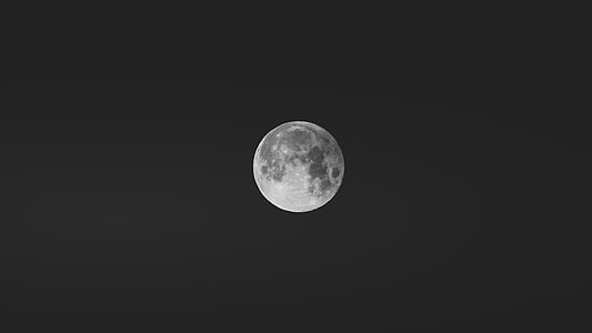 preto, cinza, arredondado, bola, lua, Astronomia, à noite