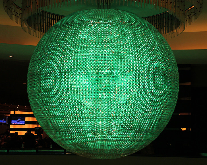 crystal, crystal glass, light, glass, green, ball, sphere