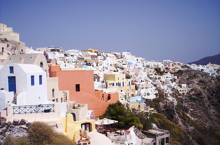 Řecko, Santorin, na pobřeží, krajiny, voda, ostrov, svátek